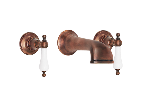 Heritage Basin Three Hole Set with Concealed Spout - Metal Levers