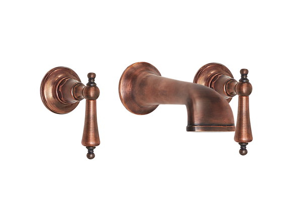 Heritage Basin Three Hole Set with Concealed Spout - Porcelain Levers