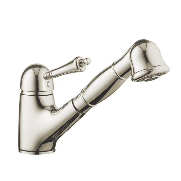 Sink Mixer with Extendable Vegie Sprayer - Porcelain Lever - Chrome / Porcelain Lever